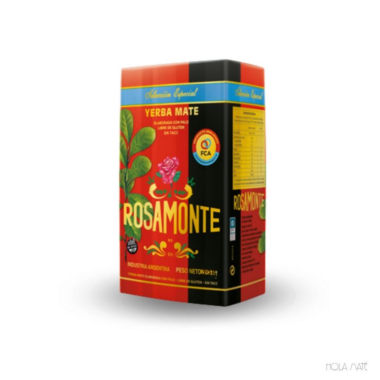 Un paquet de yerba mate Rosamonte Especial de première qualité, à la saveur intense et raffinée, idéal pour une infusion traditionnelle au potiron.hola mate
