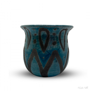 Mate en céramique raku fait main, décoré de motifs , créé par l'artisan Clémantine.