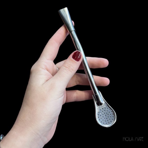 Paille filtrante en acier inoxydable de 17 cm et 21 g con filtre cuillère