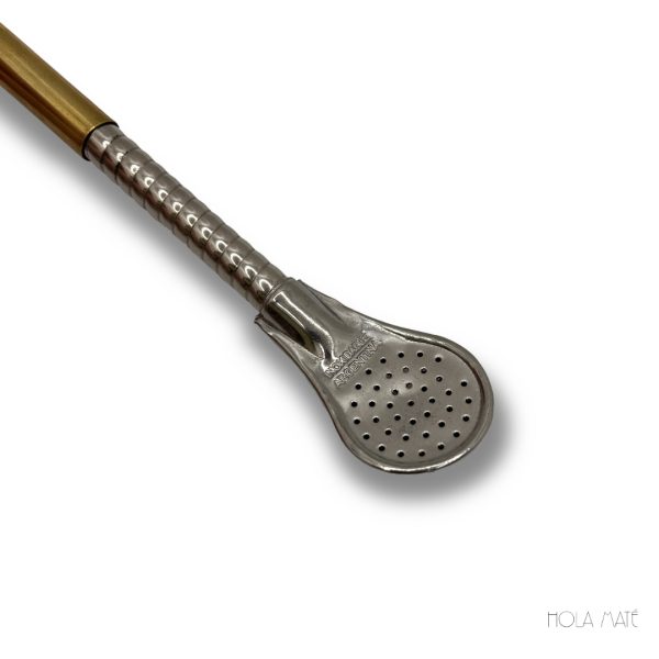 Bombilla "Wavy" Pico Loro Dorado filtre cuchara inoxidable argentine