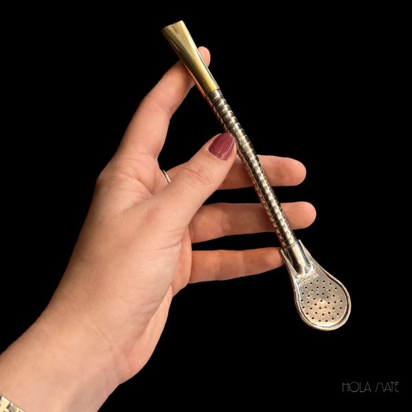 Bombilla "Wavy" Pico Dorado filtre cuchara inoxidable argentine