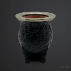 Maté Camionero Ceramica "Virola Cincelada Cuero Trabajo" - Artisanat Uruguay
